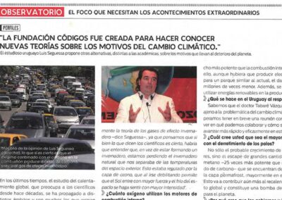 "La Fundación Códigos fue creada para hacer conocer nuevas teorías sobre los motivos del cambio climático"